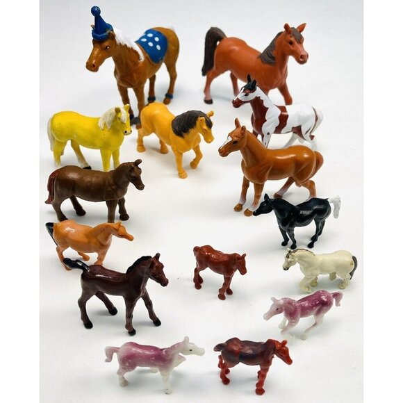 Lot 15 PVC 1.5"-5" Animal HORSE FIGURES Tree House Kids Popak Funrise Safari - Picture 1 of 16